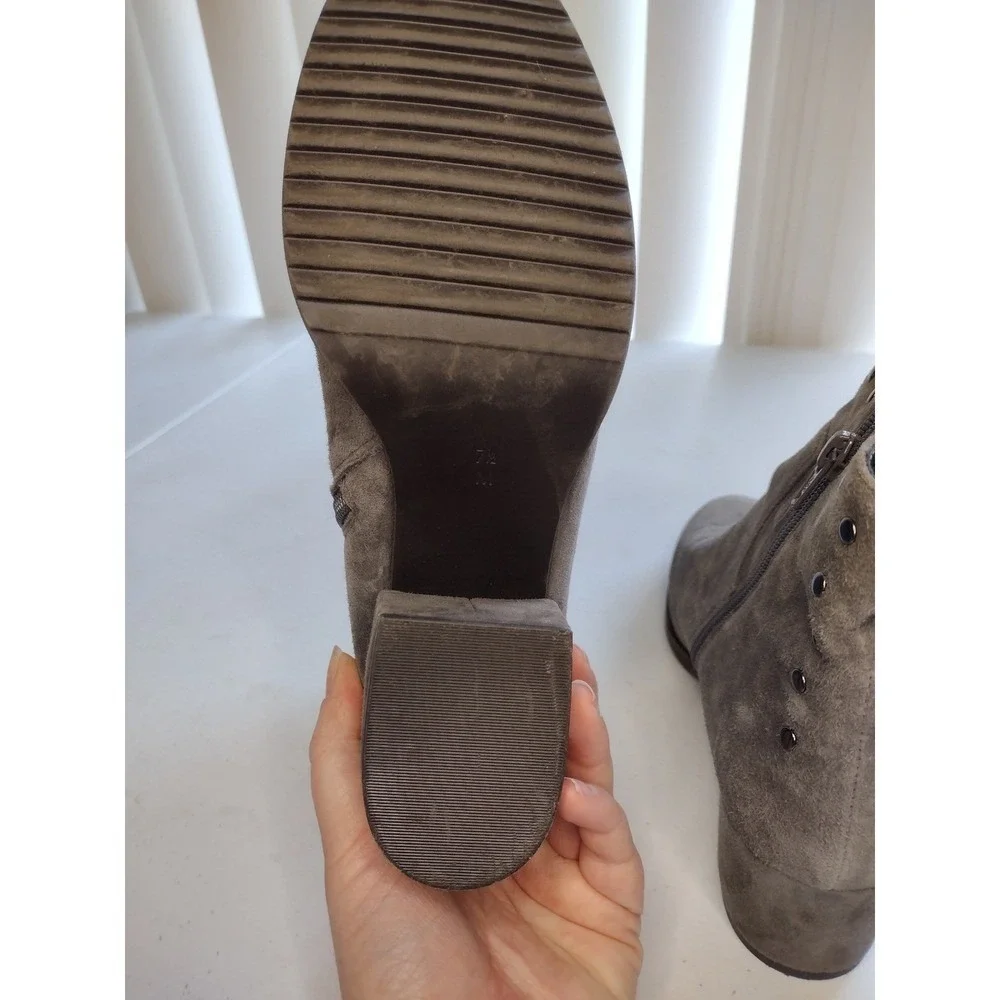VANELI Women's Grey Suede Studded Block Heel Ankle Boots Size 7.5M